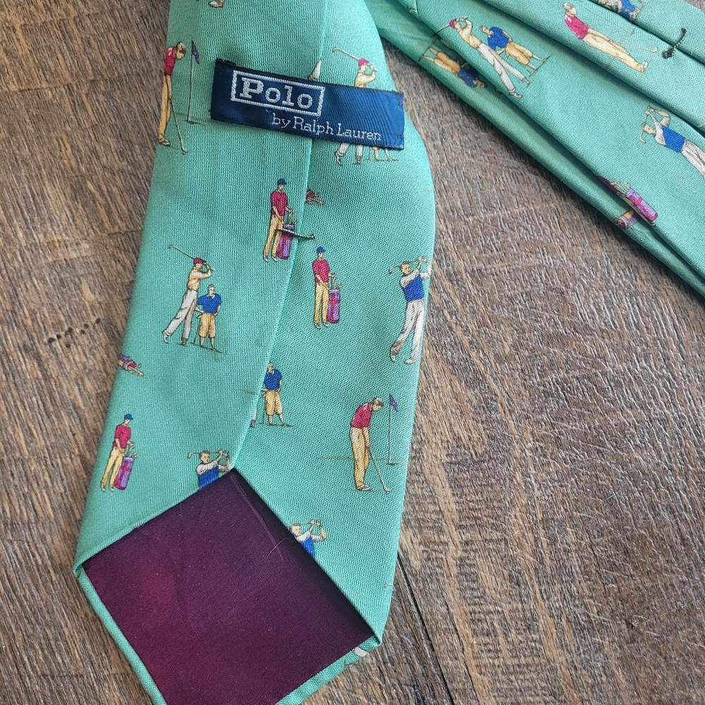 Polo Ralph Lauren Neck Tie Golf Themed - Picture 4 of 6